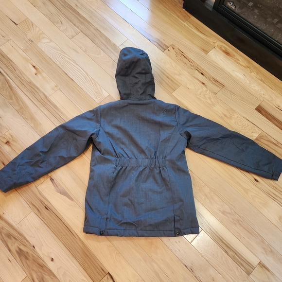 Magellan Outdoors Girl's Hooded Parka Coat Jacket Gray Purple Trim Size L - Picture 5 of 7